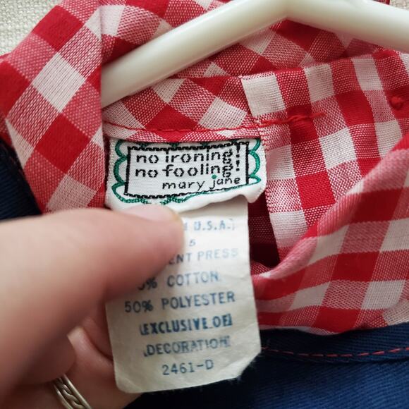 Vintage Navy/Red Gingham Dress 3t/4t - Picture 5 of 9